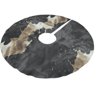 Black Gold Western Cowhide Brushed Polyester Tree Skirt