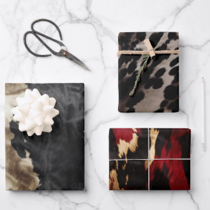 Black Gold Western Cowhide Wrapping Paper Sheet