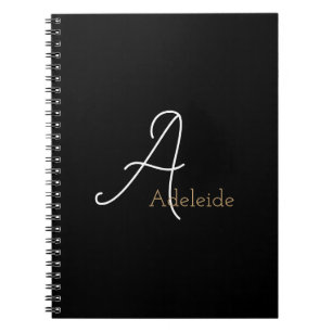 Black & Gold Whimsical Monogram Notebook