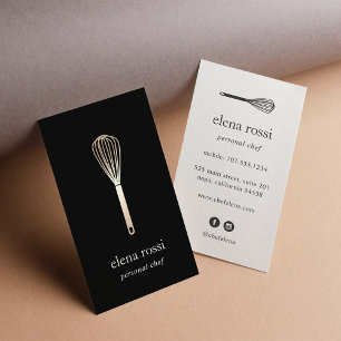 Black & Gold Whisk   Chef Catering Bakery Business Card