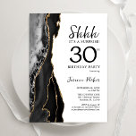 Black Gold White Agate Surprise 30th Birthday Invitation<br><div class="desc">Black,  white and gold agate surprise 30th birthday party invitation. Elegant modern design featuring watercolor agate marble geode background,  faux glitter gold and typography script font. Trendy invite card perfect for a stylish women's bday celebration. Printed Zazzle invitations or instant download digital printable template.</div>