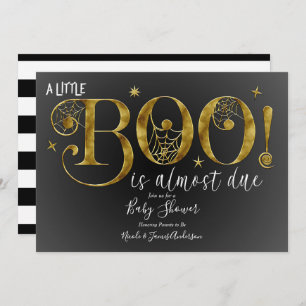 Black Gold White BOO Elegant Baby Shower Invitation