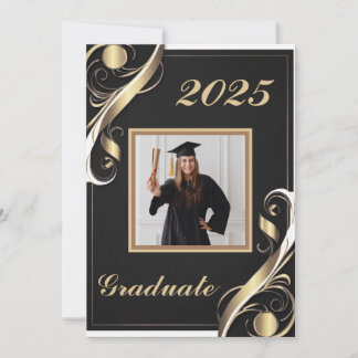 Black Gold White Graduation 2025 Invitation