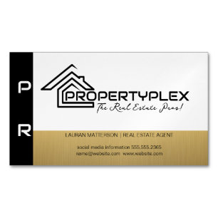 Black Gold White   House Logo Magnetic Business Card