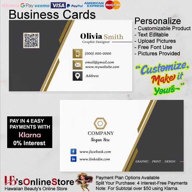 Black Gold & White QR Code Business Cards 33 Pack  (Black Gold & White QR Code Business Cards 33 Pack.)