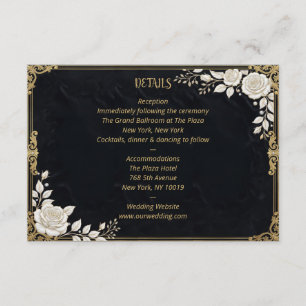 Black Gold White Rose Luxury Elegant Formal Enclosure Card