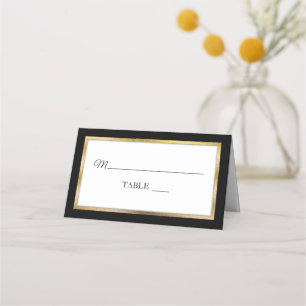 Black Gold White Simple Elegant Place Cards
