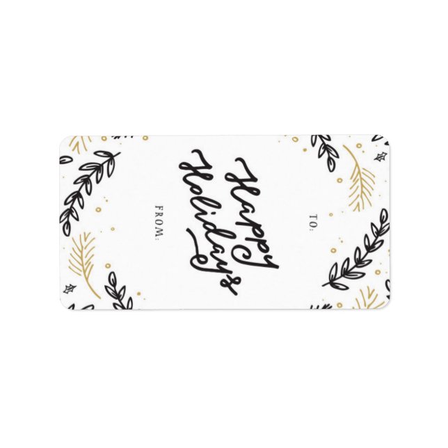 Black & Gold Winter Floral - gift tag (Front)