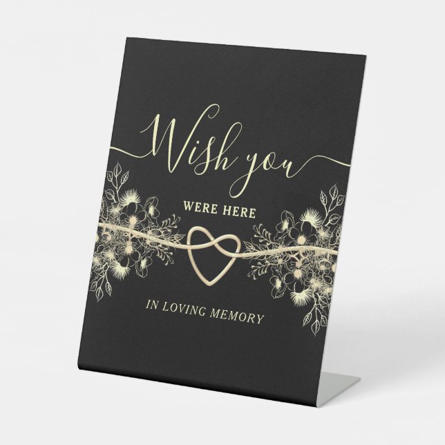 Black Gold Wish You Were Here Sign (Front)