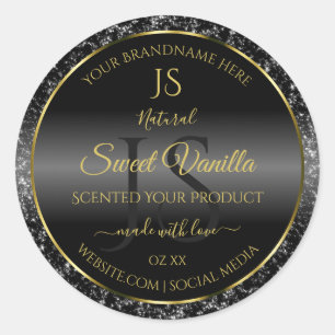Black Gold with Glitter Initials Product Labels