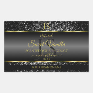 Black Gold with Glitter Initials Product Labels