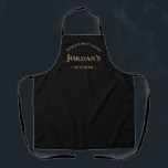 Black Gold World's Best Baker Personalized Kitchen Apron<br><div class="desc">Surprise your favourite baker with a thoughtful and stylish gift - the "Black Gold World's Best Baker Personalized Kitchen Apron"! This apron is not just a simple kitchen accessory; it's a personalized token of appreciation for their passion and talent in the culinary arts. The apron's sleek black design with elegant...</div>