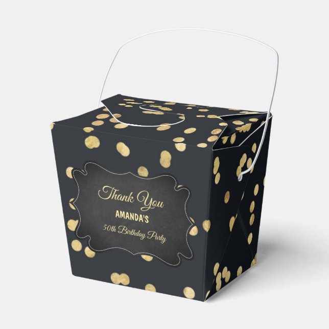 Black Gold Yellow Glitter Party  Favor Box (Front Side)