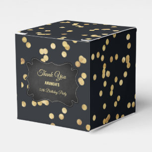 Black Gold Yellow Glitter Party Favor Box