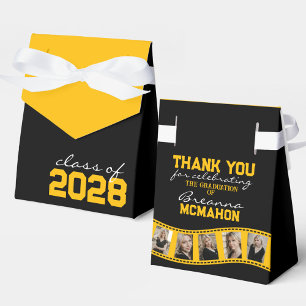 Black & Gold Yellow Photo Collage Filmstrip Favor Box