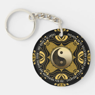 Black Gold Yin Yang Balance Affirmation Mots