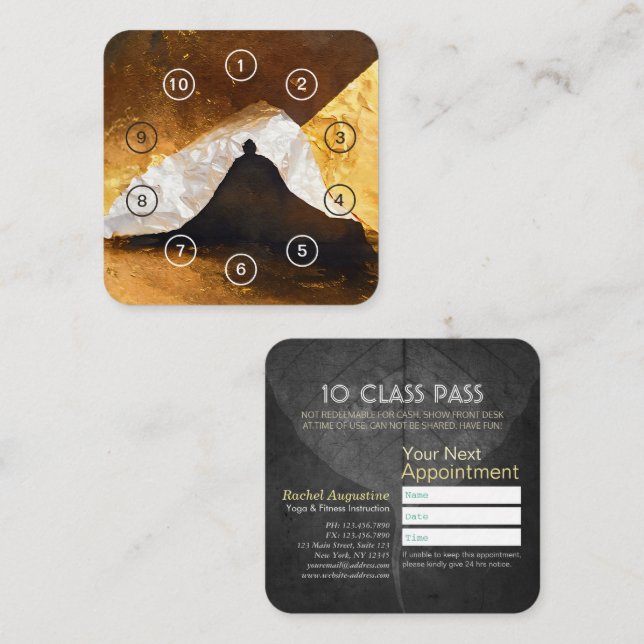 Black Gold Yoga Meditation Instructor Reiki Master Loyalty Card (Front/Back)