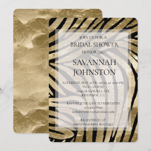 Black Gold Zebra Bridal Shower Invitation