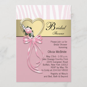 Black Gold Zebra Pink Zebra Bridal Shower Invitation