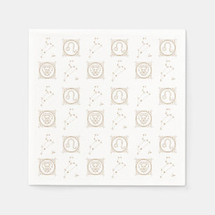 Black & Gold Zodiac Leo Astrology Star Sign Square Napkin
