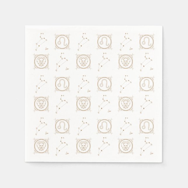 Black & Gold Zodiac Leo Astrology Star Sign Square Napkin (Front)