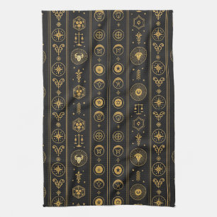 Black Gold Zodiac Sign (1) Kitchen Towel