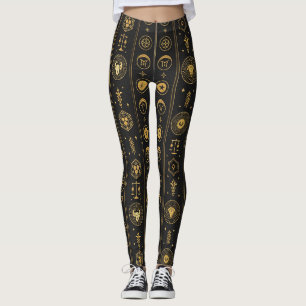 Black Gold Zodiac Sign (1) Leggings