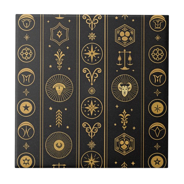 Black Gold Zodiac Sign (1) Tile (Front)