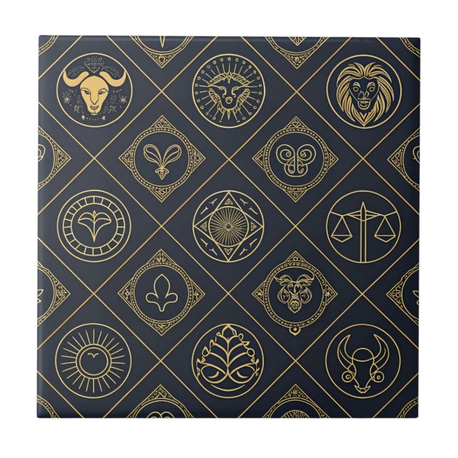 Black Gold Zodiac Sign (2) Tile (Front)