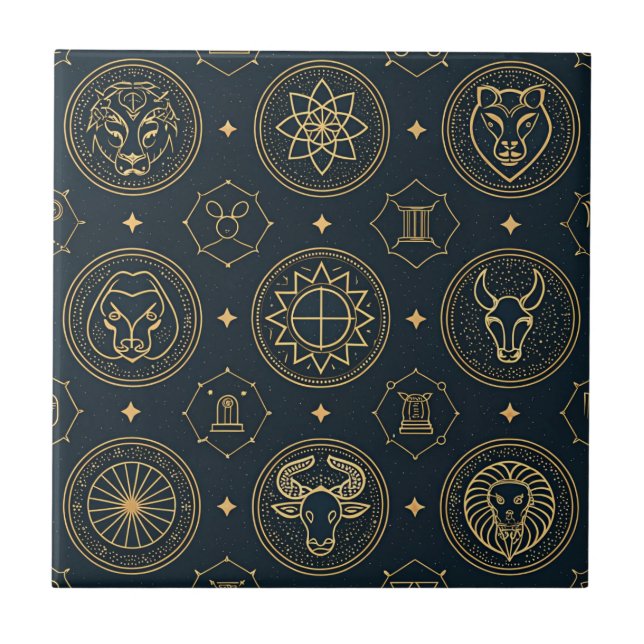 Black Gold Zodiac Sign (3) Tile (Front)