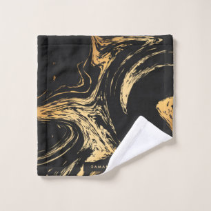 Black & Golden Abstract Bath Towel Set