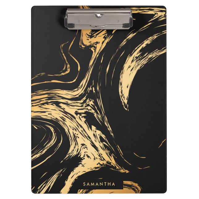 Black & Golden Abstract Clipboard (Front)