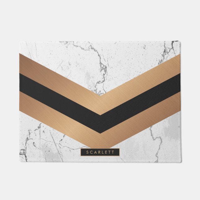Black & Golden Abstract Doormat (Front)