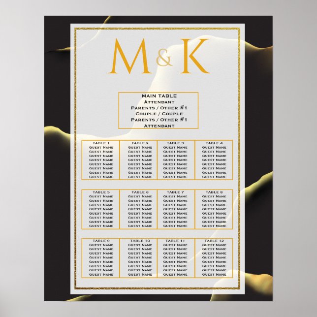 Black Golden Abstract Lovely Modern Wedding Poster (Front)