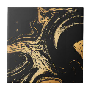 Black & Golden Abstract Tile
