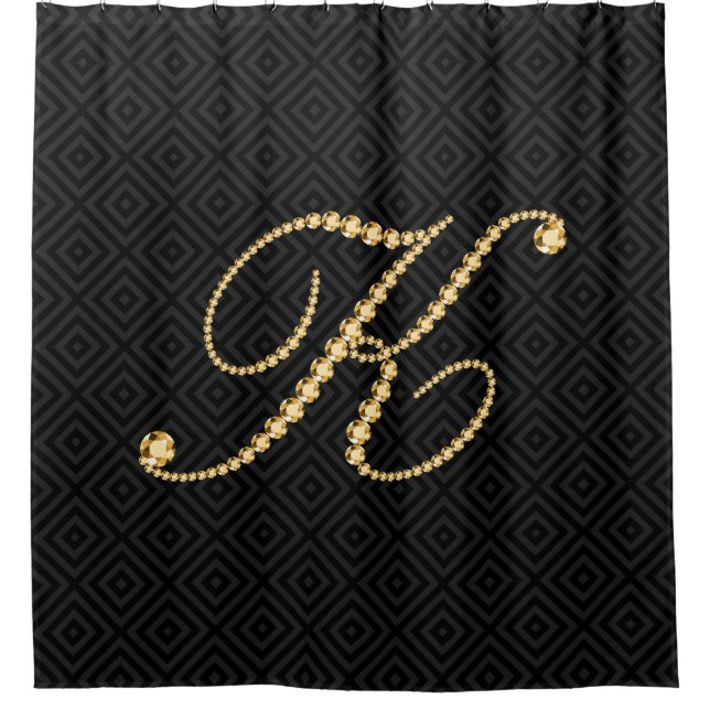 Black & Golden Diamonds Letter K Monogram (Front)