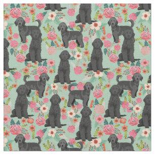 Black Golden Doodle vintage florals mint Fabric