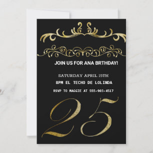 BLACK GOLDEN ELEGANT INVITATION FOR YOUR BIRTHDAY