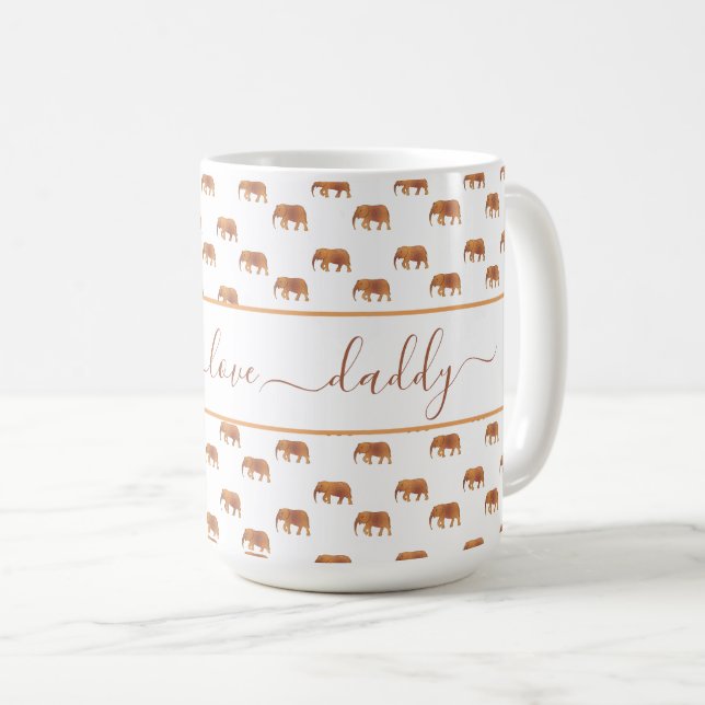 Black Golden Elephants For Dad Ringer 15oz Coffee Mug (Front Right)