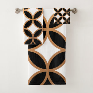 Black & Golden Geometric Bath Towel Set