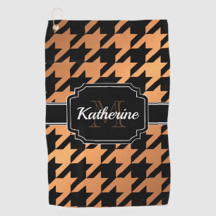 Black & Golden Houndstooth Golf Towel