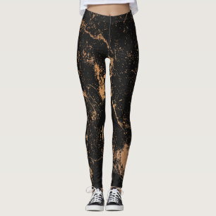 Black & Golden Marble Leggings