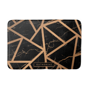 Black & Golden Marble Mosaic Bath Mat