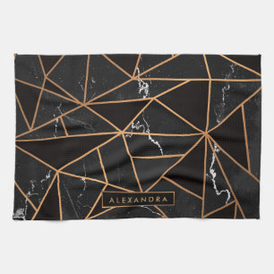Black & Golden Marble Mosaic Kitchen Towel