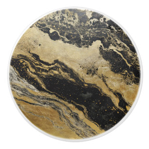 Black Golden Marble Pattern Ceramic Knob