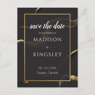 Black & Golden 💡 Modern Abstract Inky Oil Postcard