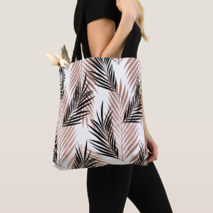 Black Golden Palm Leaf Tropical Tree Hawaiian Tote Bag