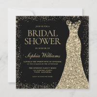 Black Golden Sparkle Glitter Dress Bridal Shower