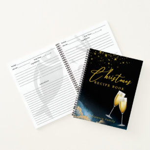 Black Golden Sparkling Christmas Recipe Book