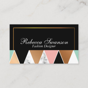 Black Golden Trim Border   Geometric Pattern Business Card